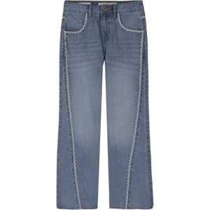Lucky Brand Girls’ Mid Rise Flare Stretch Denim Jean, Zipper Fly & Button Closure(Eyelet Christi Wash)