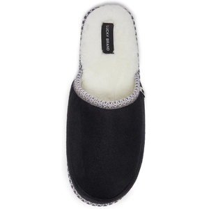Lucky Brand Memory Foam Rubber Sole Scuff Bedroom Slipper – Soft Comfy Men’s Slippers – Indoor/Outdoor Mens House Slippers(Black)