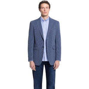 Lucky Brand Men’s Heather Knit Sport Coat, Slim Fit, Plaid Pattern, 2 Button, Notch Collar(Blue)