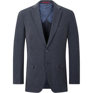 Lucky Brand Men’s Heather Knit Sport Coat, Slim Fit, Plaid Pattern, 2 Button, Notch Collar(Navy)
