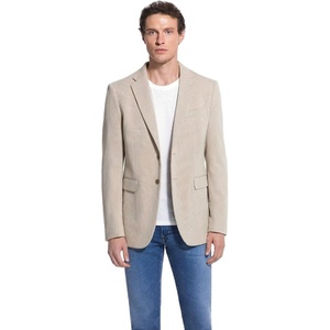 Lucky Brand Men’s Heather Knit Sport Coat, Slim Fit, Plaid Pattern, 2 Button, Notch Collar(Tan)