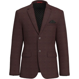 Lucky Brand Men’s Knit Sportcoat, Slim Fit, Rayon Polyester Spandex, Glen Plaid, Notch Collar, 2 Button Closure(Burgundy)