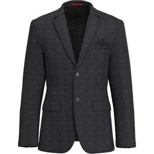 Lucky Brand Men’s Knit Sportcoat, Slim Fit, Rayon Polyester Spandex, Glen Plaid, Notch Collar, 2 Button Closure(Charcoal)