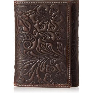 Lucky Brand Men’s Smooth Leather Trifold Wallet – with RFID Blocking Lining, 6 Card Slots and Large Bill Pocket- Black(Leather Western – Brown)