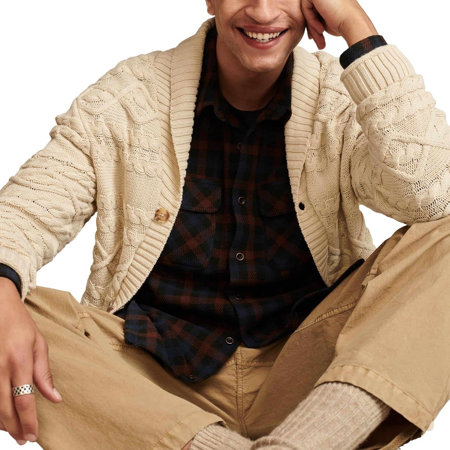 image:imageLucky Brand Mens Brushed Jersey ShirtGrey Multi
