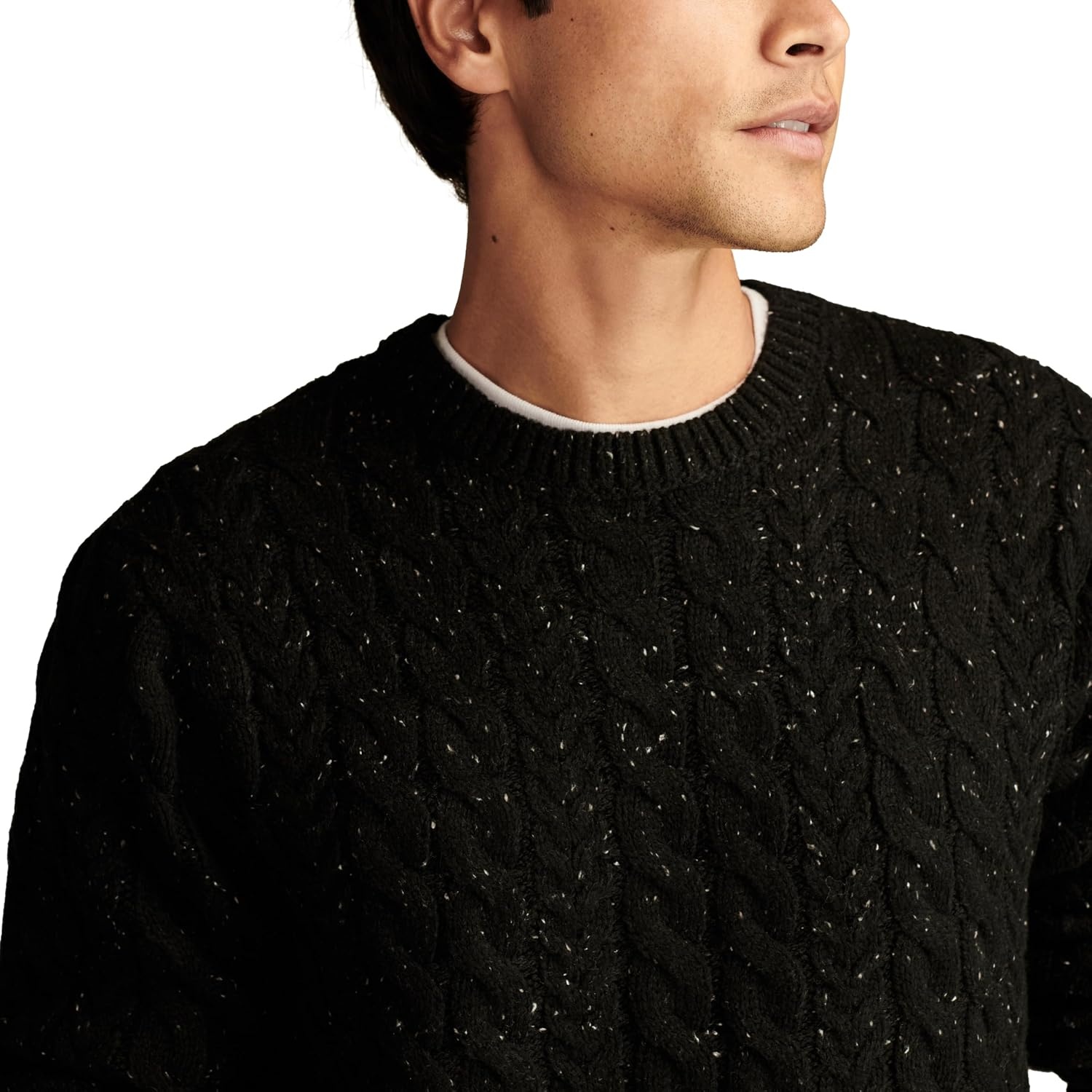 image:imageLucky Brand Mens Cable Crew Neck SweaterDark Black