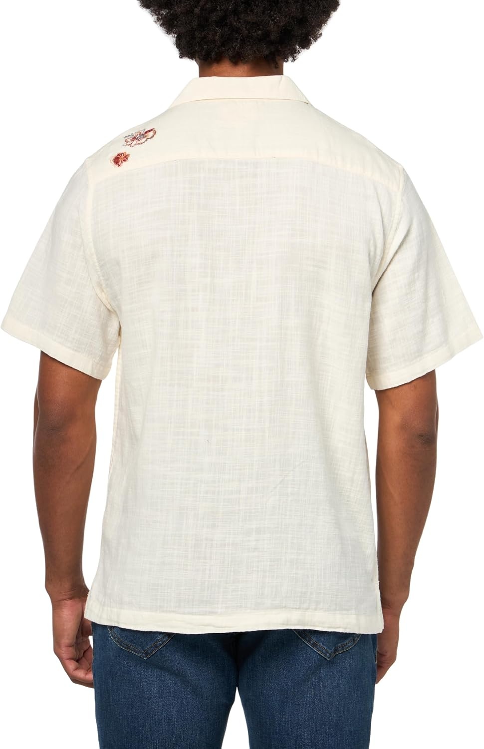 image:imageLucky Brand Mens Embroidered Camp Collar ShirtWhisper White