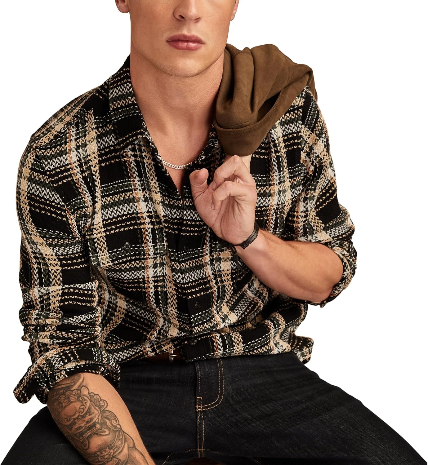 image:imageLucky Brand Mens Herringbone HumboldtBlack Plaid