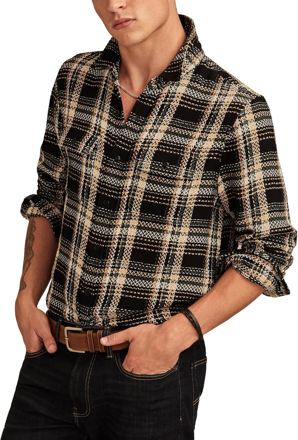image:imageLucky Brand Mens Herringbone HumboldtBlack Plaid