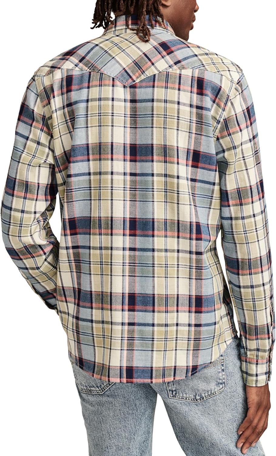 image:imageLucky Brand Mens Indigo Plaid Western Long Sleeve ShirtMulti