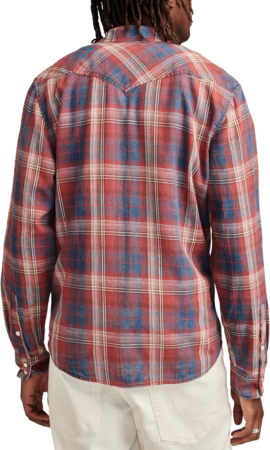 image:imageLucky Brand Mens Indigo Plaid Western Long Sleeve ShirtRed Multi