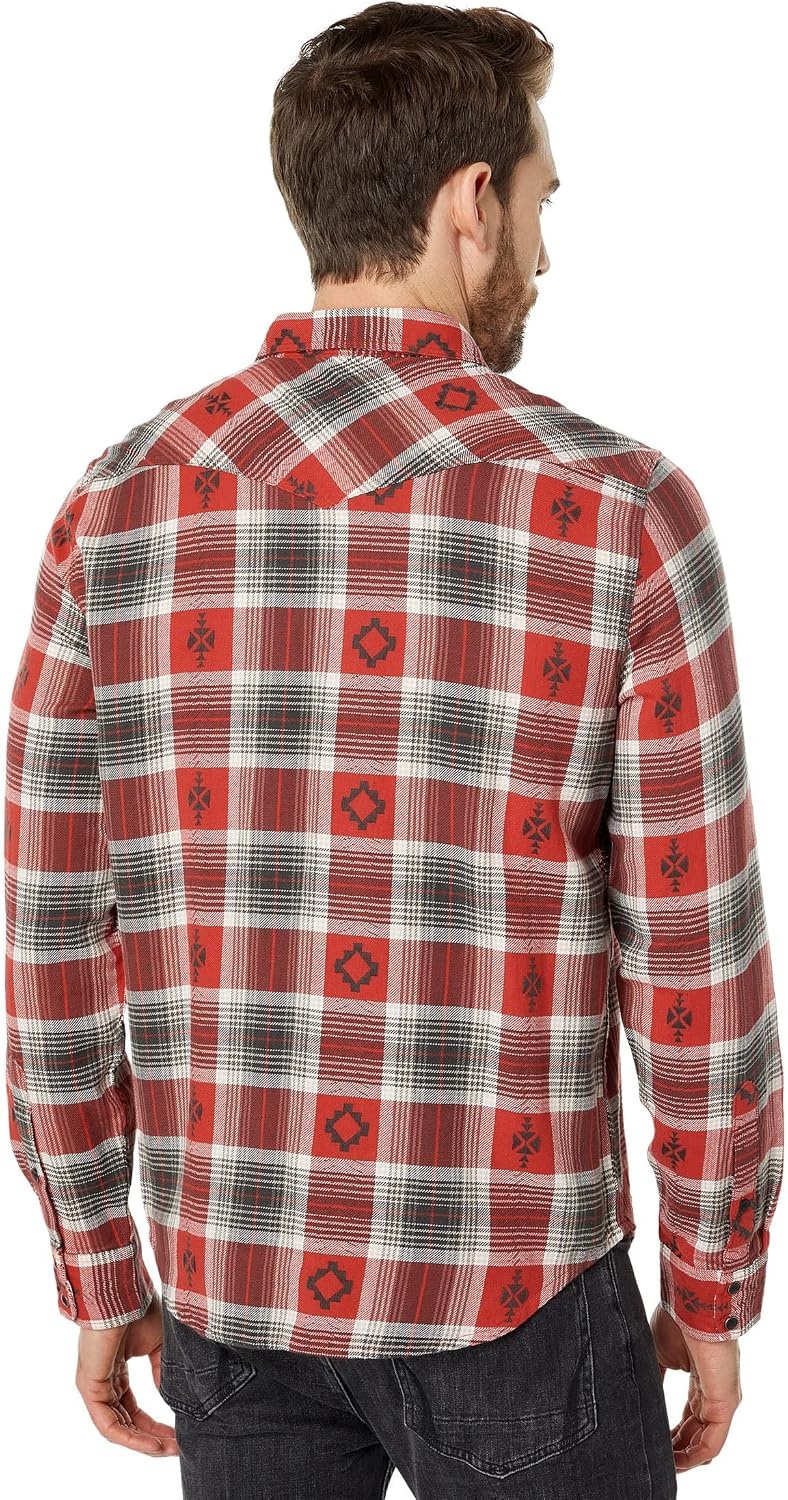 image:imageLucky Brand Mens Indigo Plaid Western Long Sleeve ShirtRed Plaid