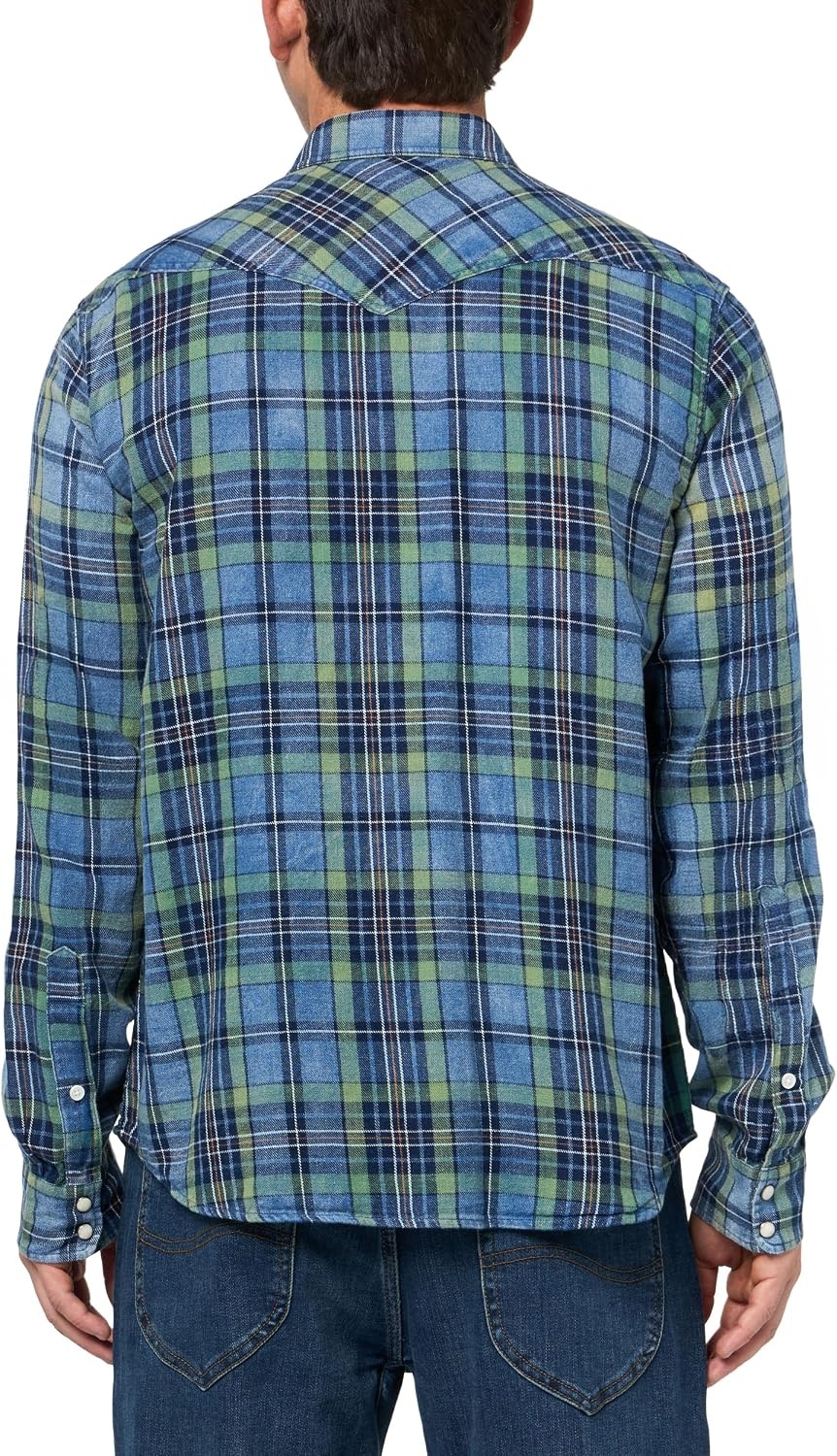 image:imageLucky Brand Mens Indigo Twill Long Sleeve Masa Western ShirtBlue Multi