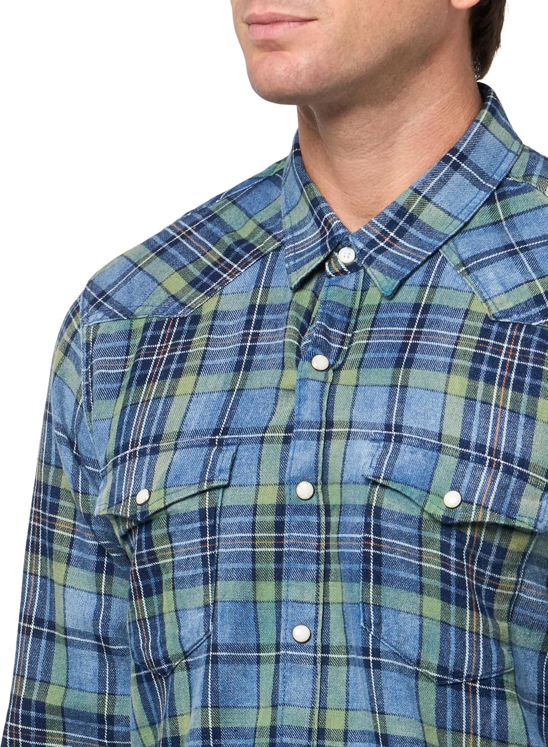 image:imageLucky Brand Mens Indigo Twill Long Sleeve Masa Western ShirtBlue Multi