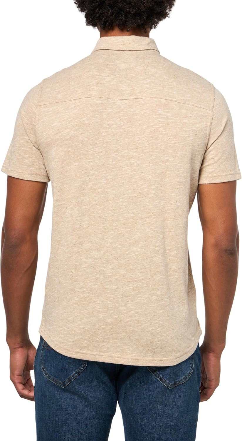 image:imageLucky Brand Mens Linen Short Sleeve Button Up ShirtPlaza Taupe