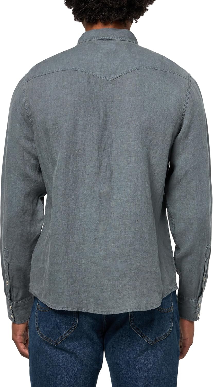 image:imageLucky Brand Mens Linen Western Long Sleeve ShirtDark Slate