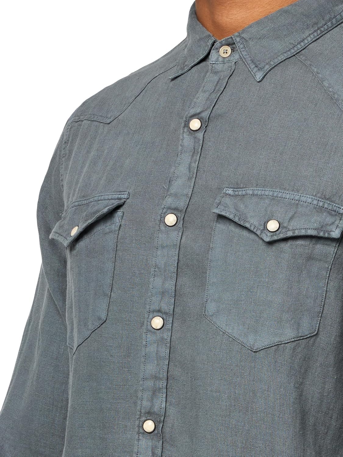 image:imageLucky Brand Mens Linen Western Long Sleeve ShirtDark Slate