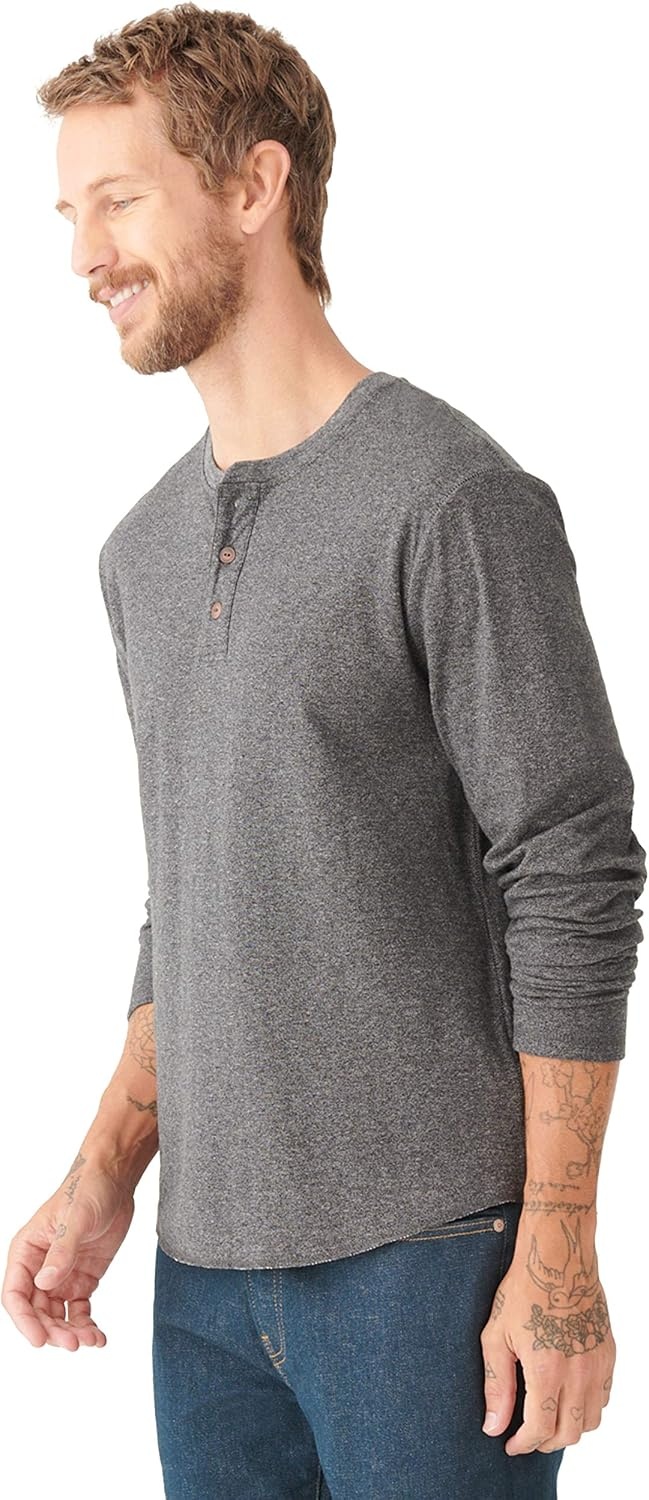 image:imageLucky Brand Mens Long Sleeve Duofold Henley ShirtCharcoal