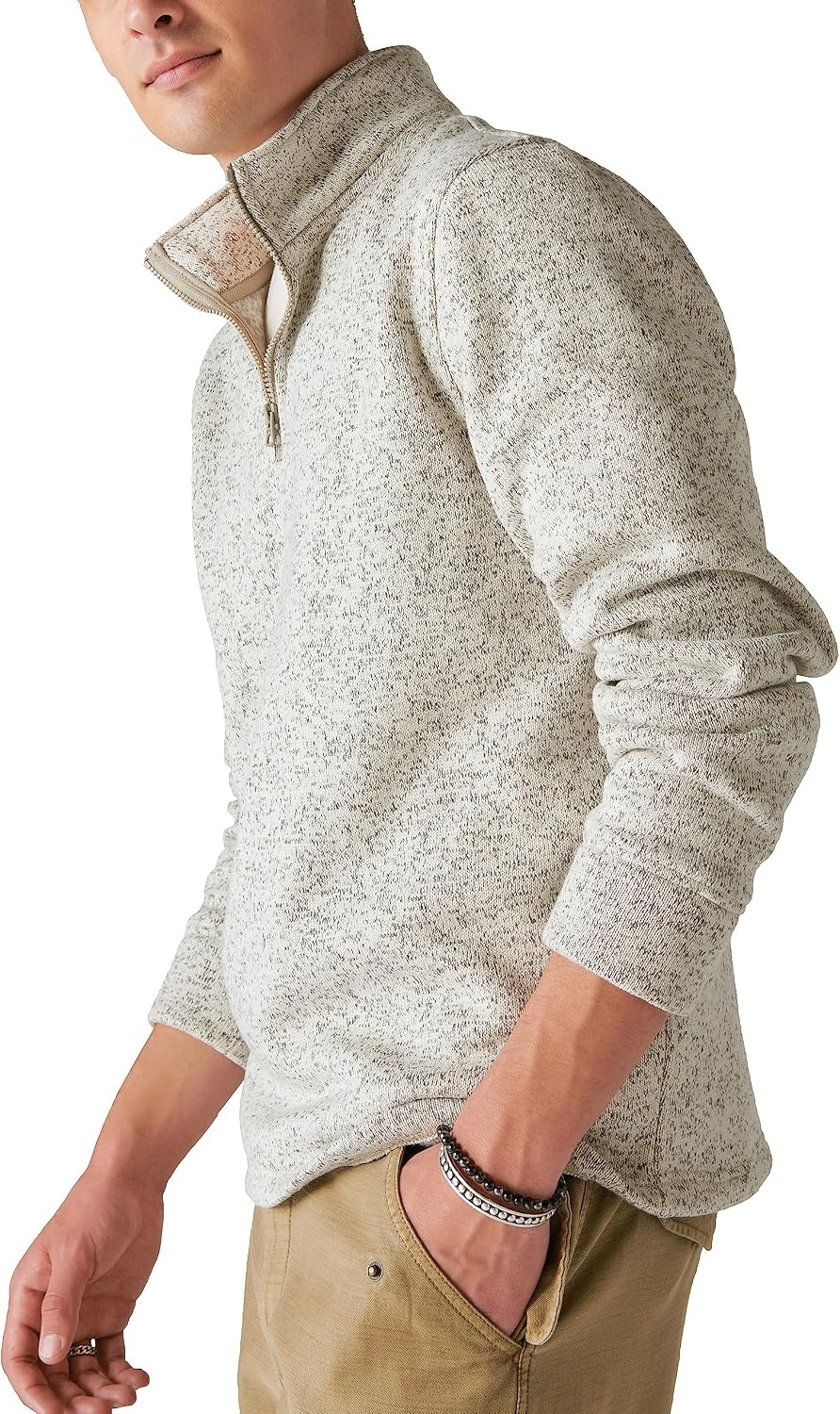 image:imageLucky Brand Mens Lucky Brand Mens Los Feliz Half Zip Mockneck104 Cream