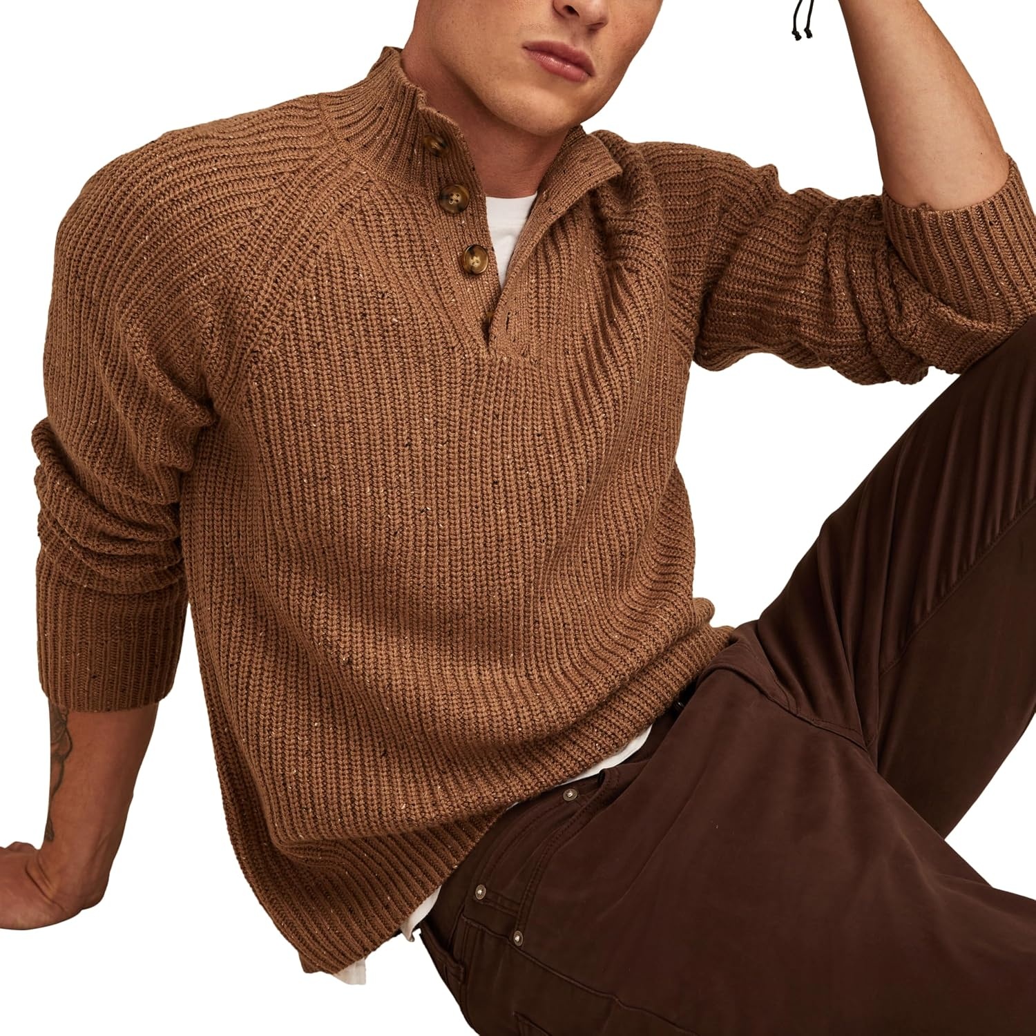 image:imageLucky Brand Mens NEP 14 Mock Neck SweaterCamel 2