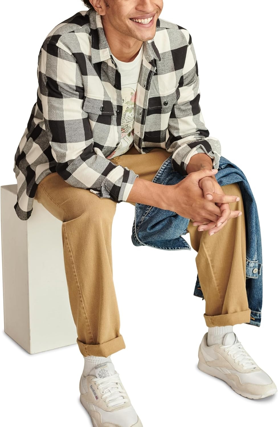 image:imageLucky Brand Mens Plaid Cloud Soft FlannelBlack Multi