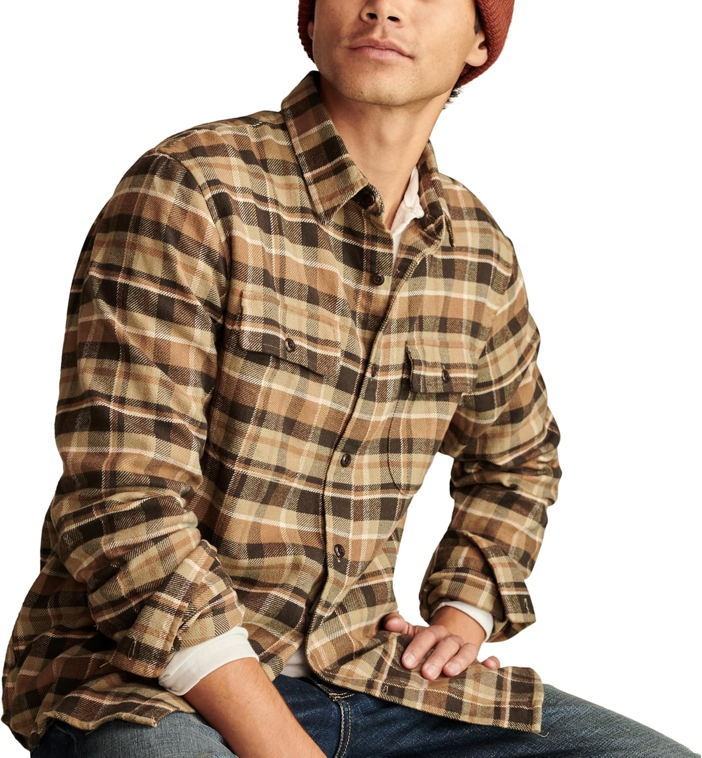 image:imageLucky Brand Mens Plaid Cloud Soft FlannelBrown Multi