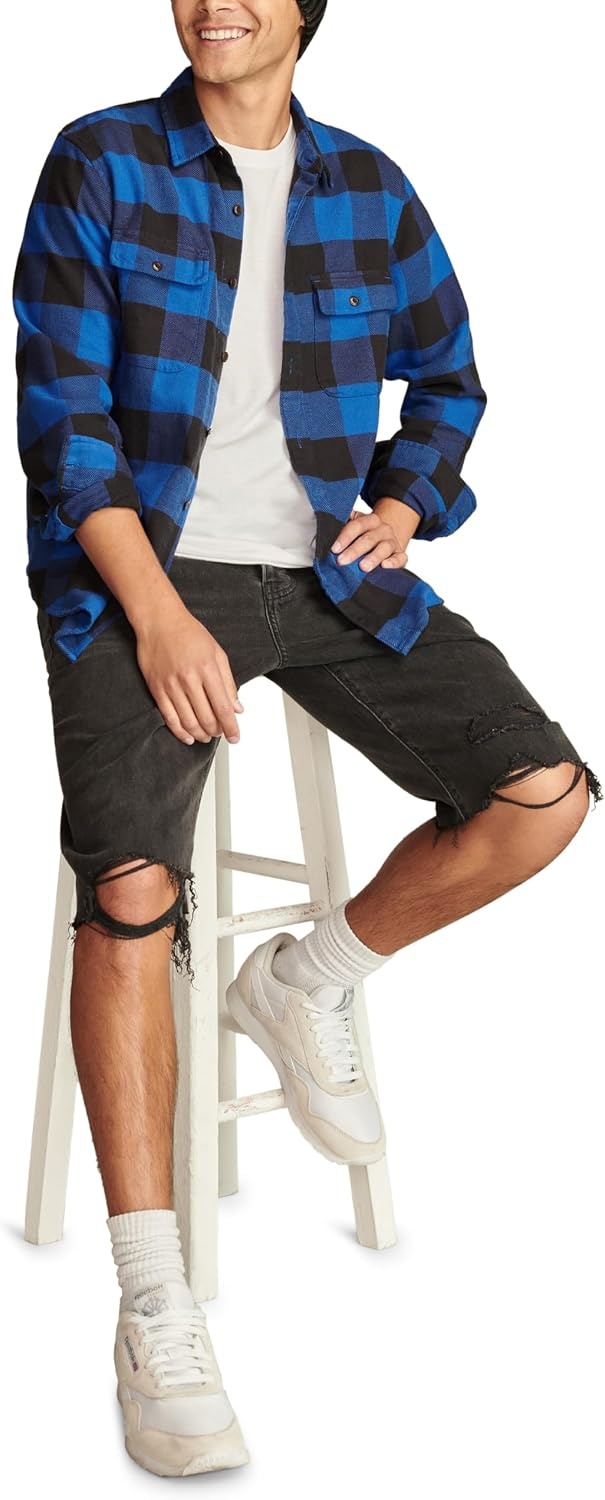 image:imageLucky Brand Mens Plaid Cloud Soft FlannelNavy Multi