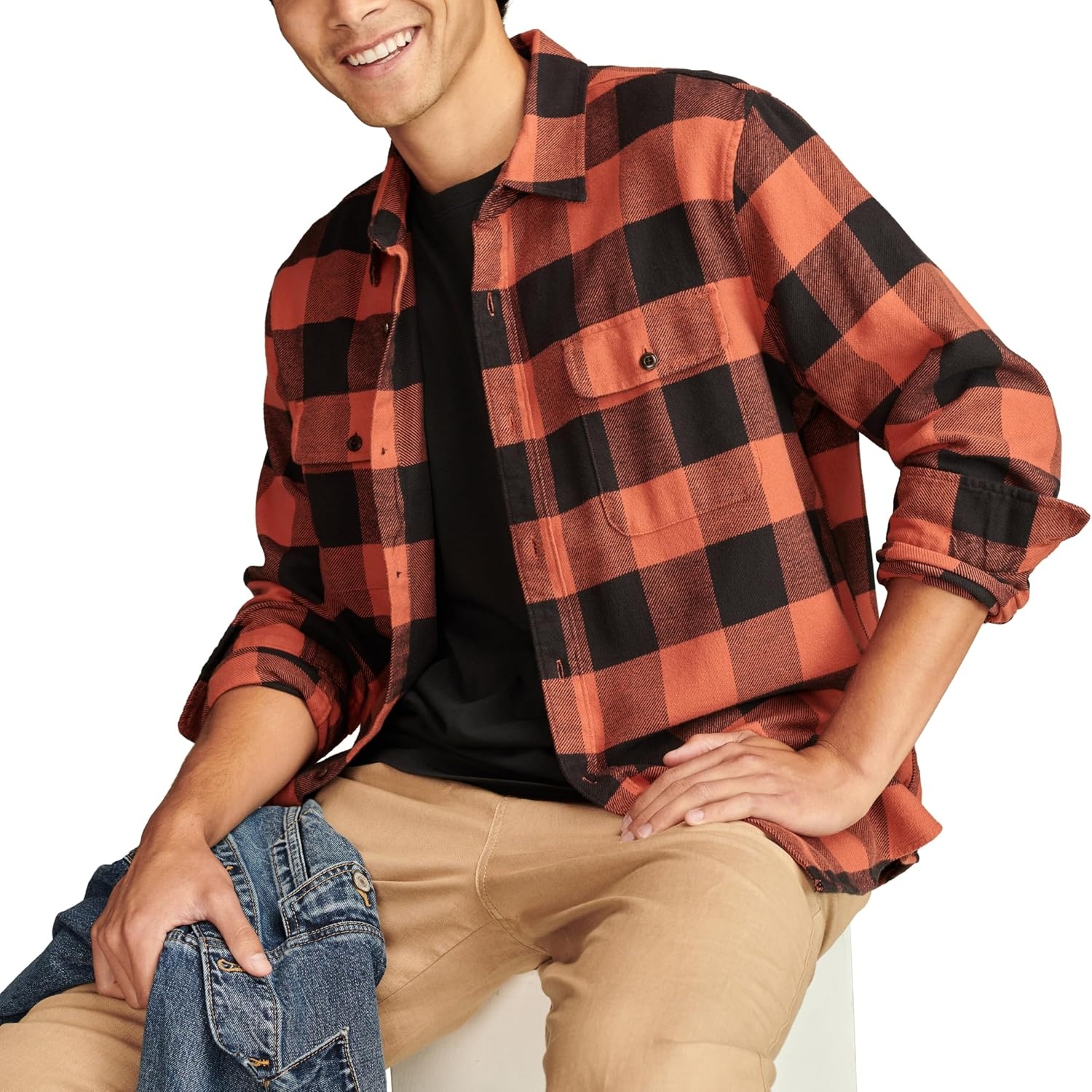 image:imageLucky Brand Mens Plaid Cloud Soft FlannelOrange Multi