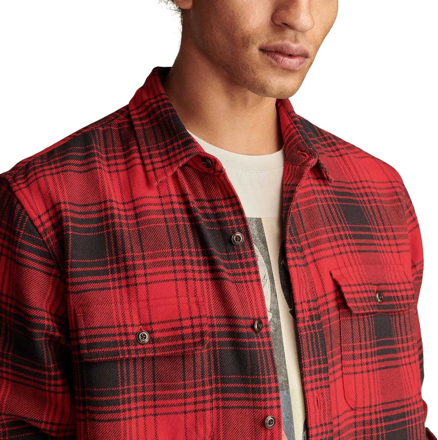 image:imageLucky Brand Mens Plaid Cloud Soft FlannelRed Multi