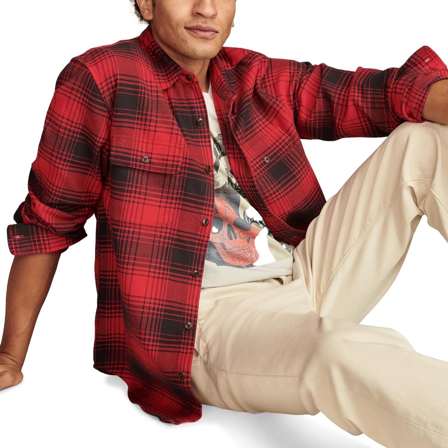 image:imageLucky Brand Mens Plaid Cloud Soft FlannelRed Multi