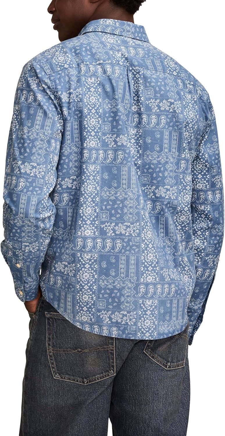 image:imageLucky Brand Mens Printed Paisley 1 Pocket Long Sleeve ShirtBlue Multi
