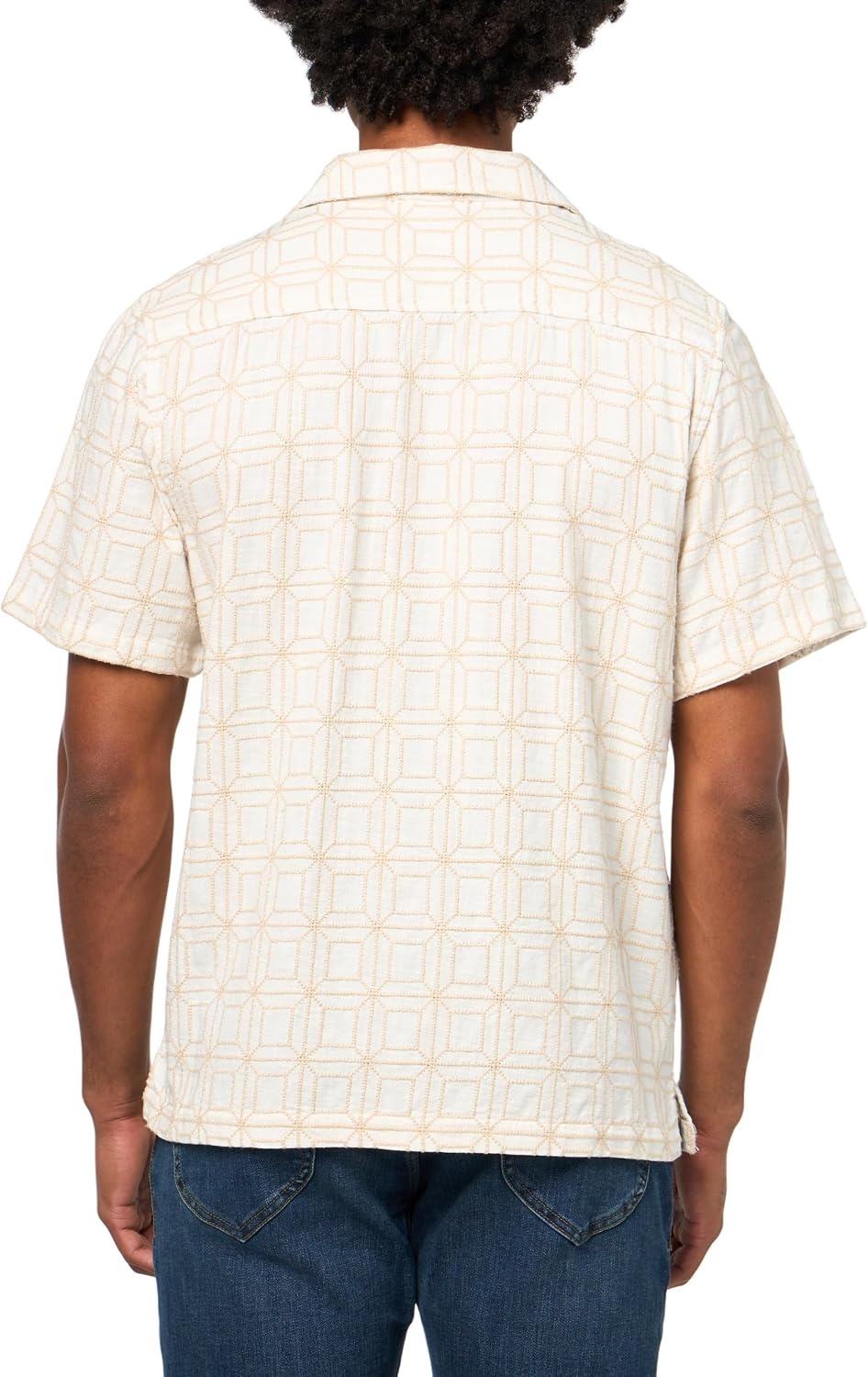 image:imageLucky Brand Mens Short Sleeve Camp Collar ShirtCream Multi