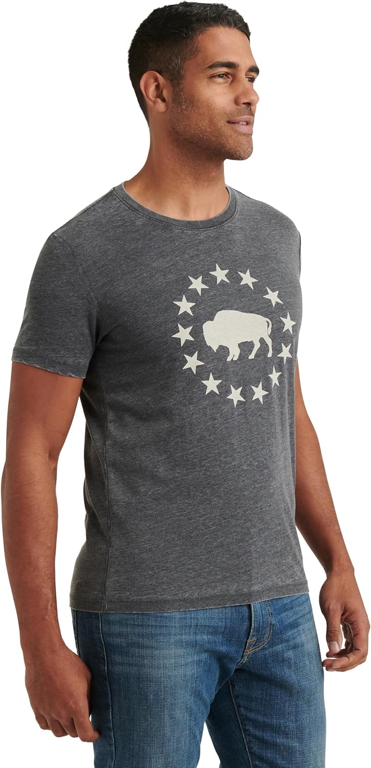 image:imageLucky Brand Mens Short Sleeve Crew Neck Coyote Rider Tee ShirtJet Black
