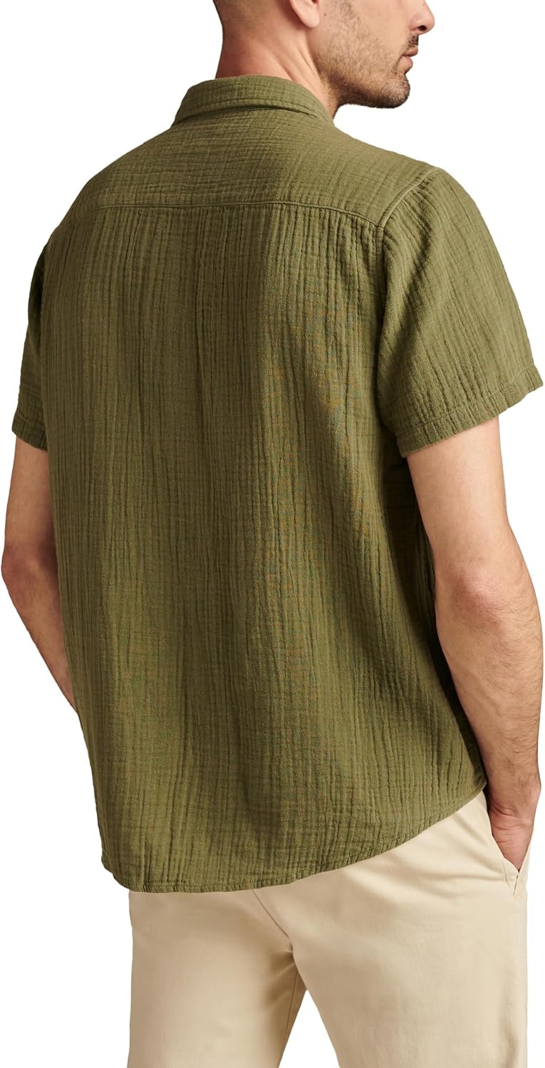 image:imageLucky Brand Mens Short Sleeve Double Weave Utility ShirtDeep Lichen Green
