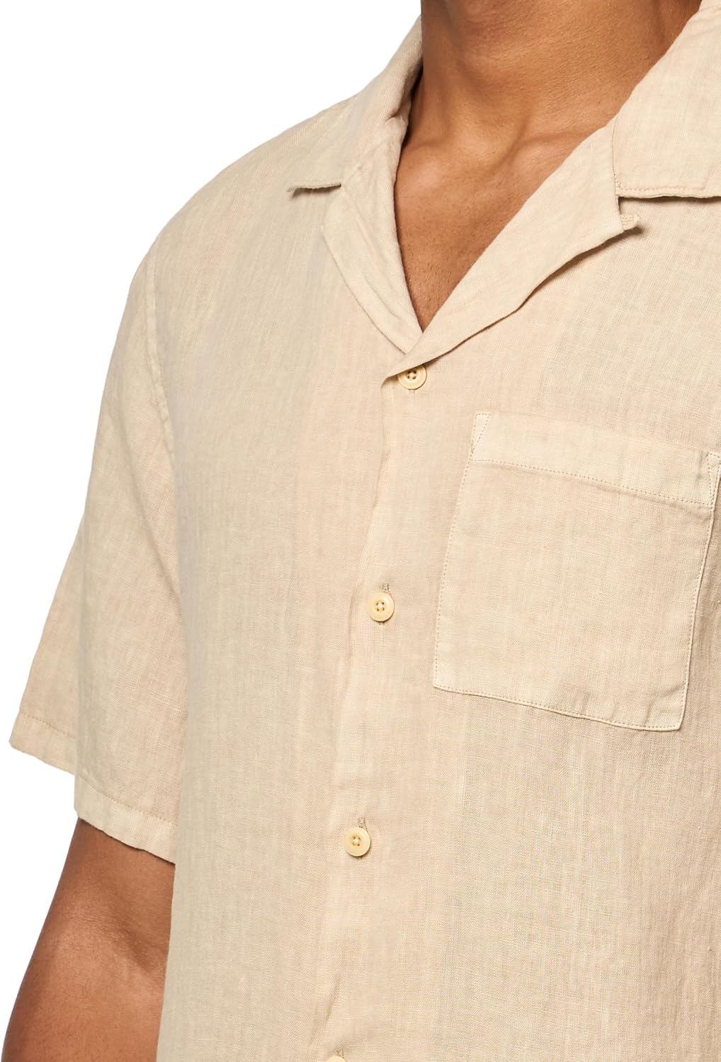 image:imageLucky Brand Mens Short Sleeve Linen Camp Collar ShirtAluminum