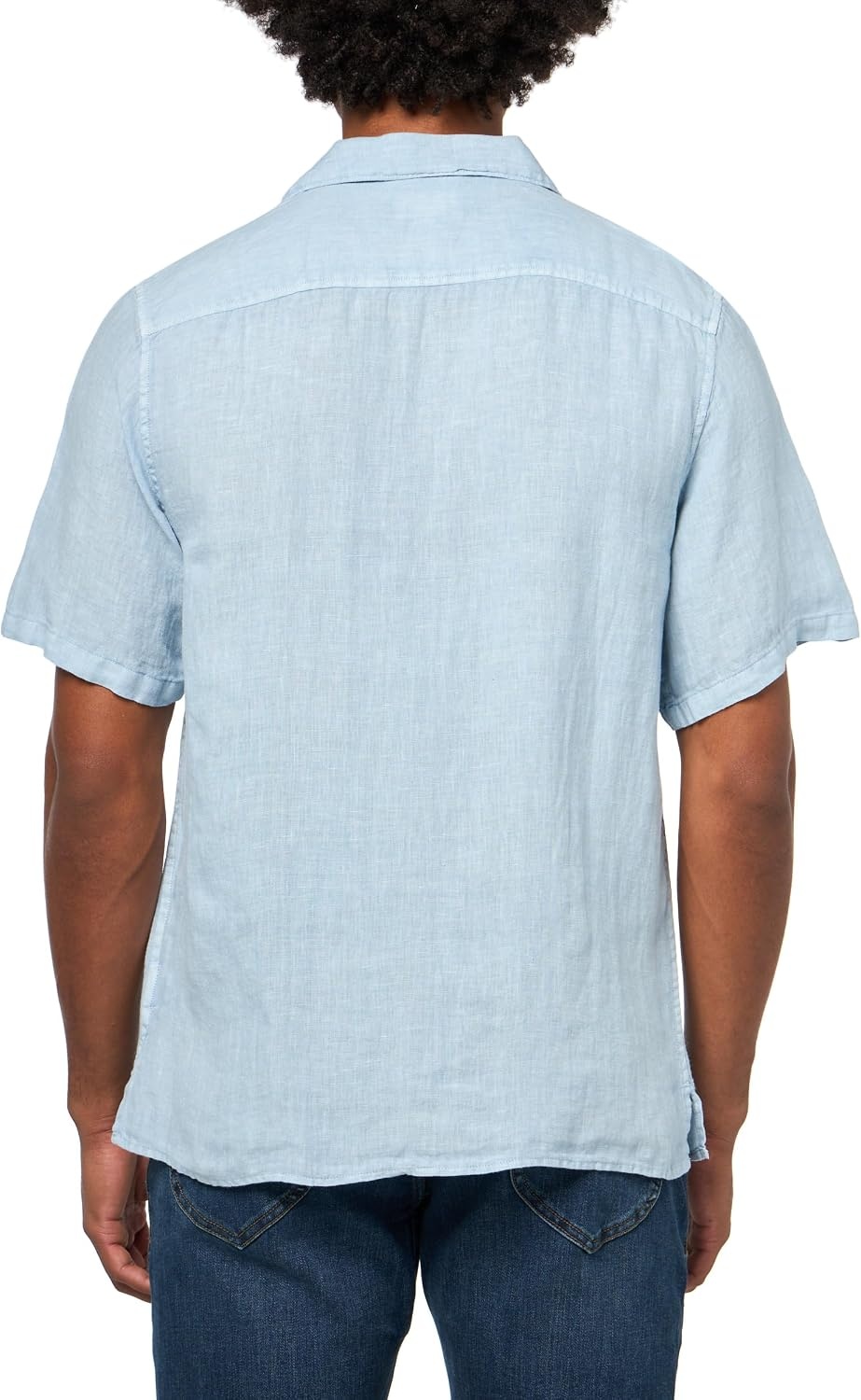 image:imageLucky Brand Mens Short Sleeve Linen Camp Collar ShirtCelestial Blue