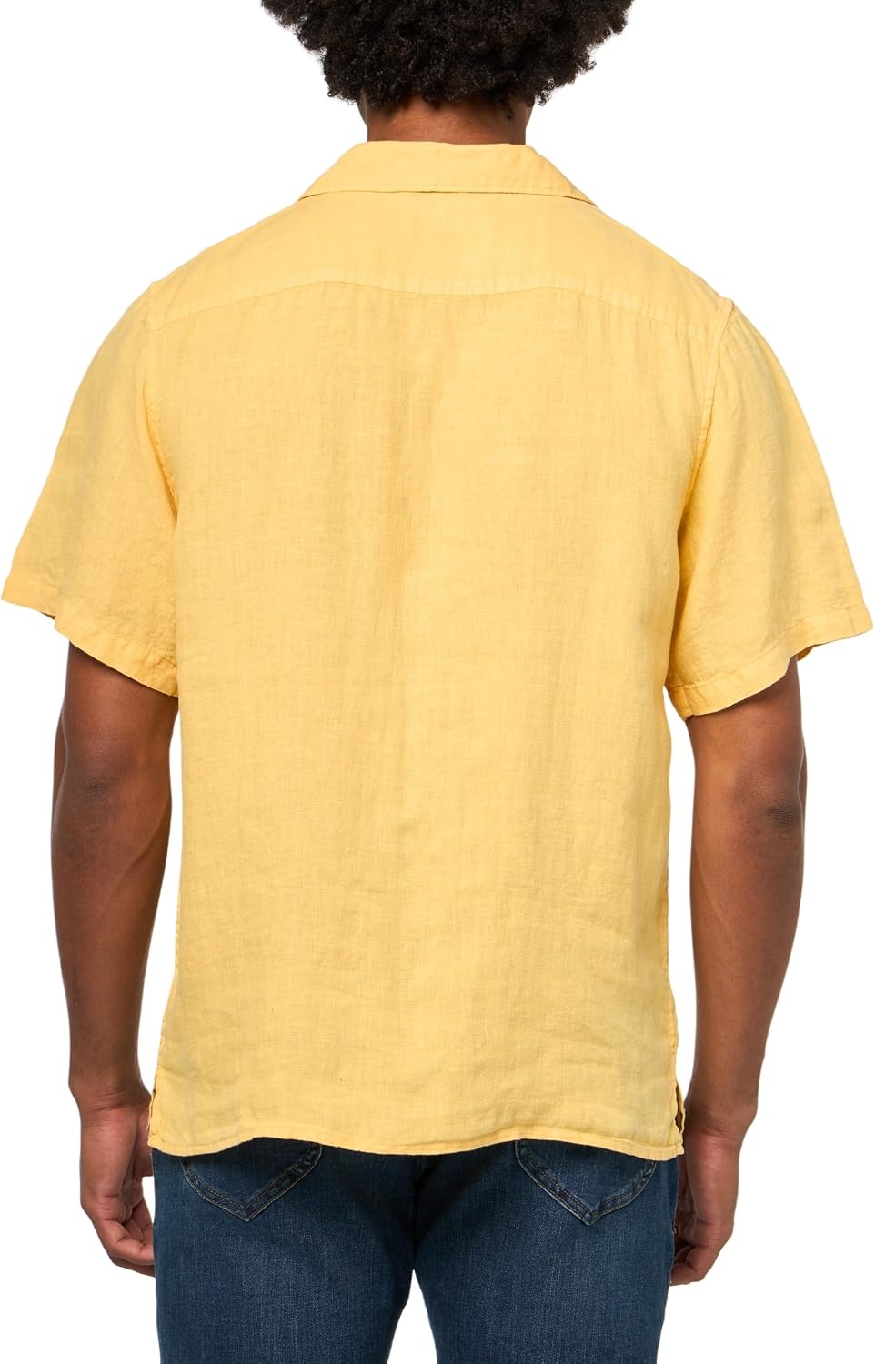 image:imageLucky Brand Mens Short Sleeve Linen Camp Collar ShirtOchre