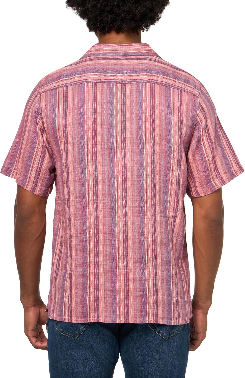 image:imageLucky Brand Mens Short Sleeve Linen Camp Collar ShirtRed Multi