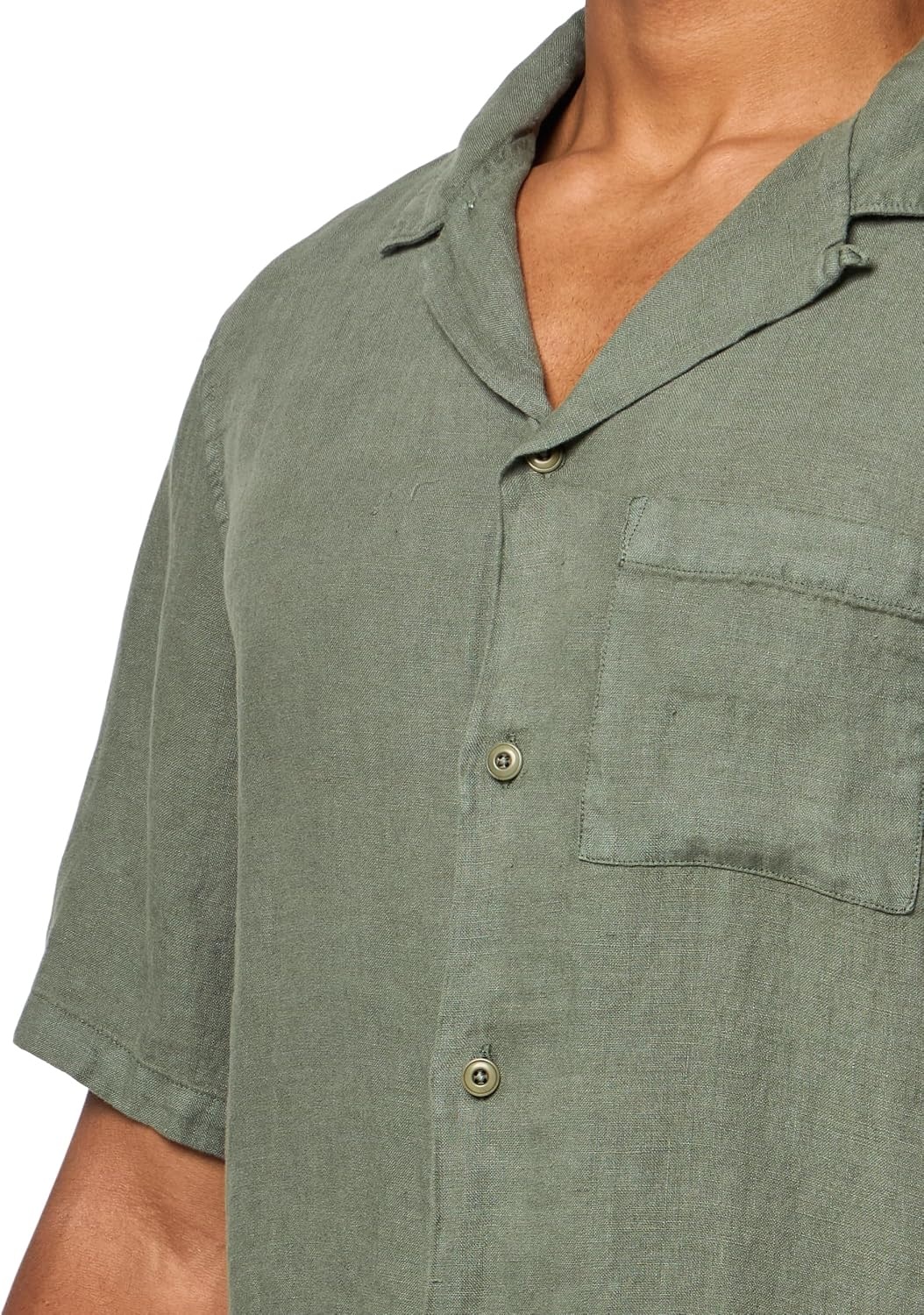 image:imageLucky Brand Mens Short Sleeve Linen Camp Collar ShirtThyme