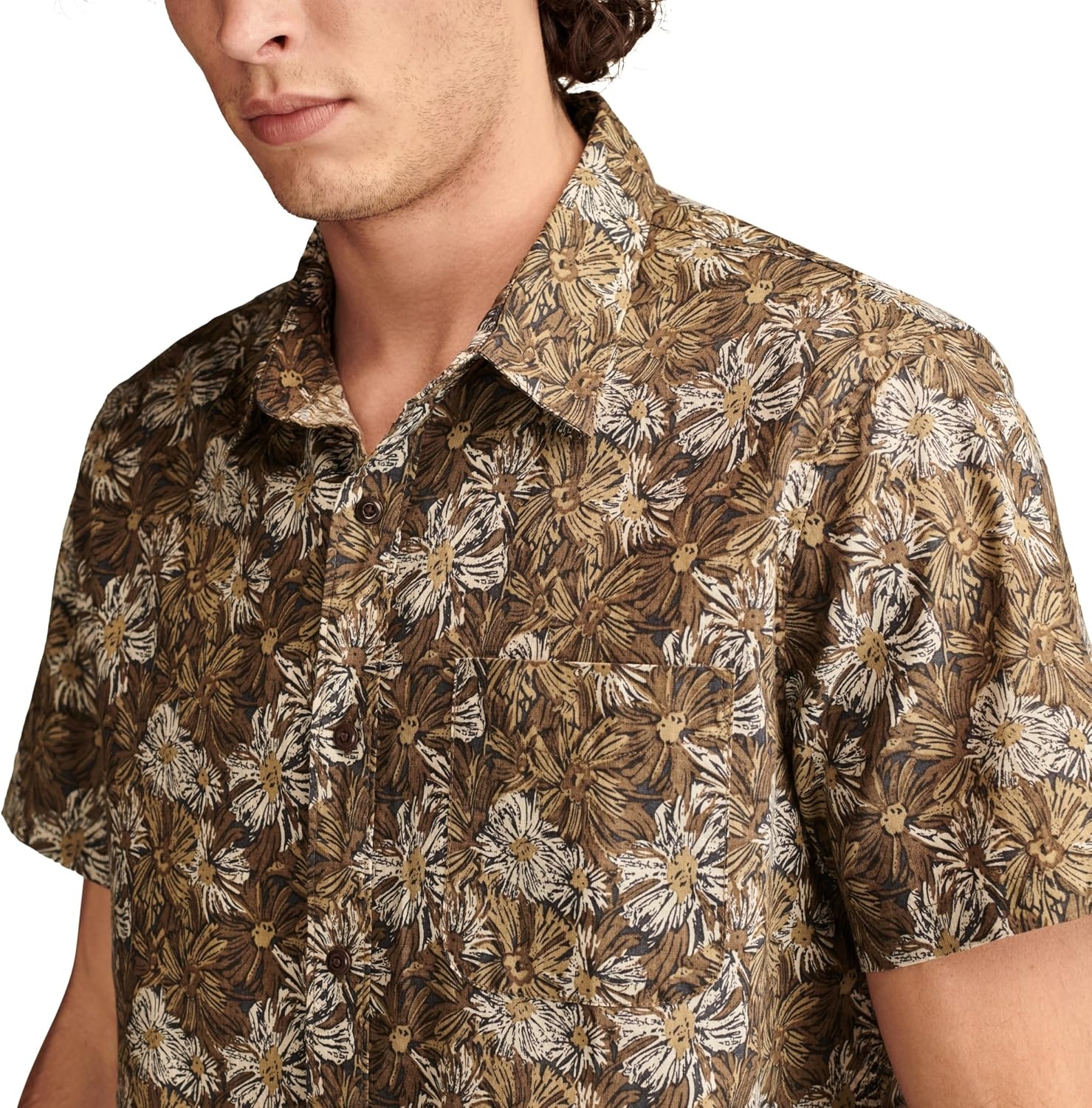 image:imageLucky Brand Mens Short Sleeve Printed ShirtBrown Print
