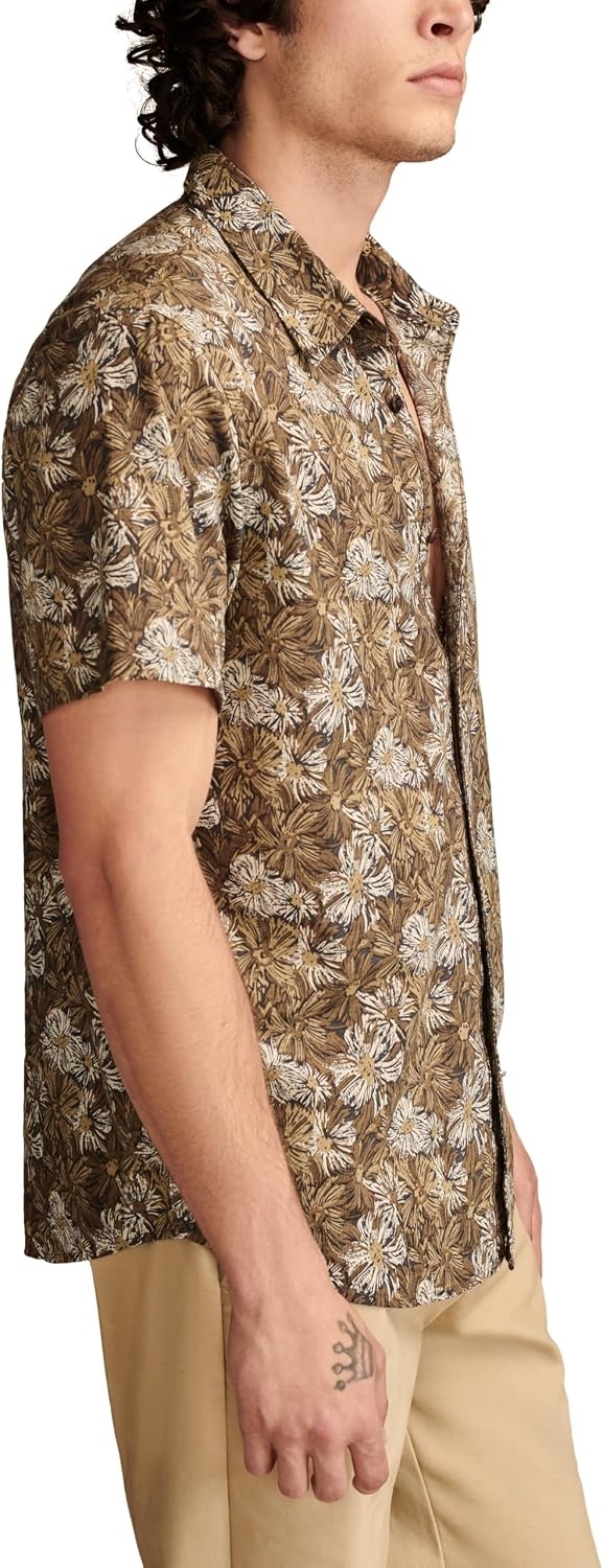 image:imageLucky Brand Mens Short Sleeve Printed ShirtBrown Print