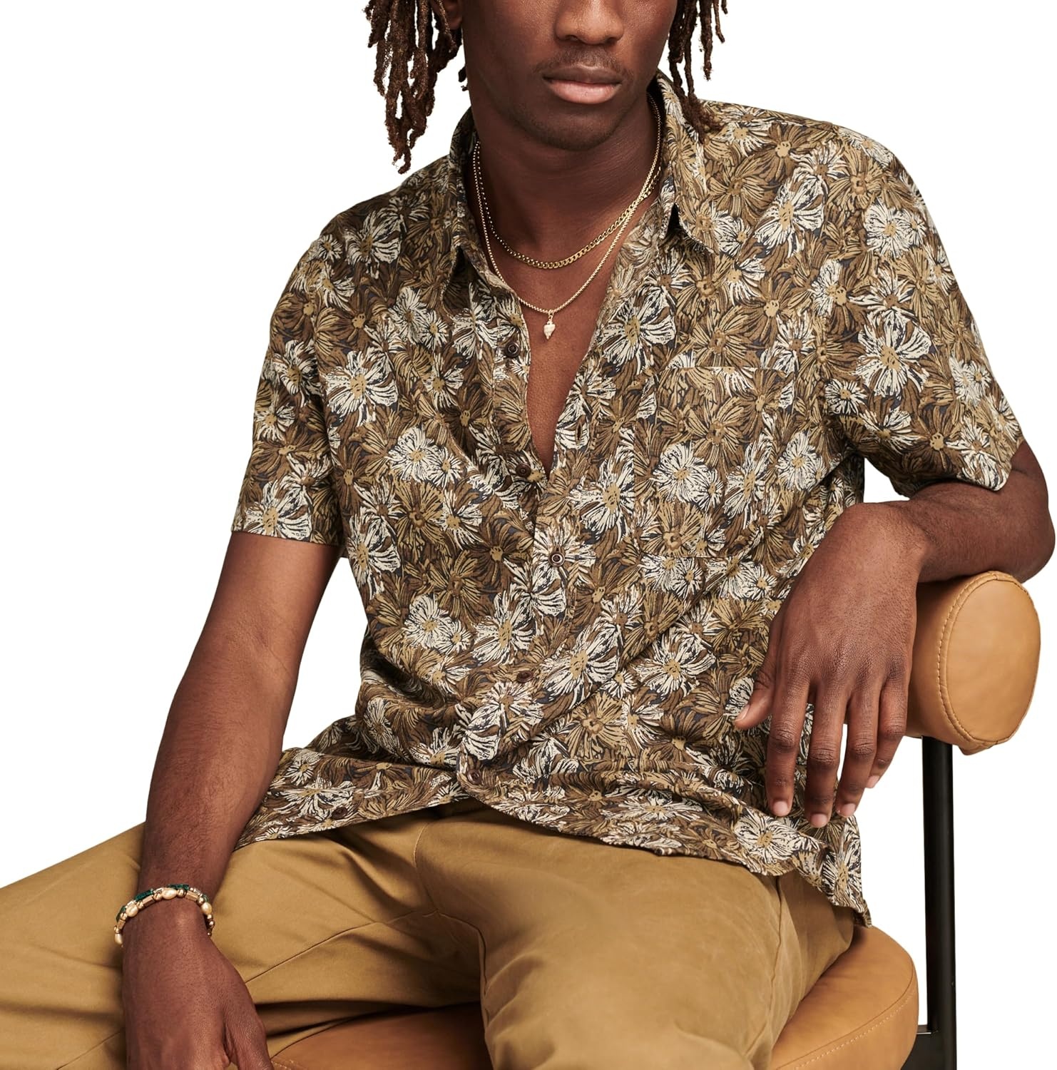 image:imageLucky Brand Mens Short Sleeve Printed ShirtBrown Print