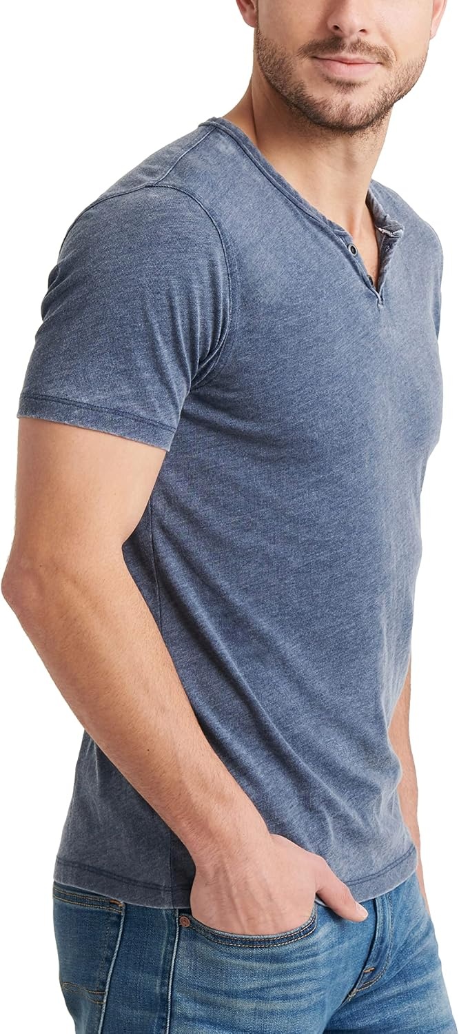 image:imageLucky Brand Mens Venice Burnout Notch Neck Tee ShirtAmerican Navy