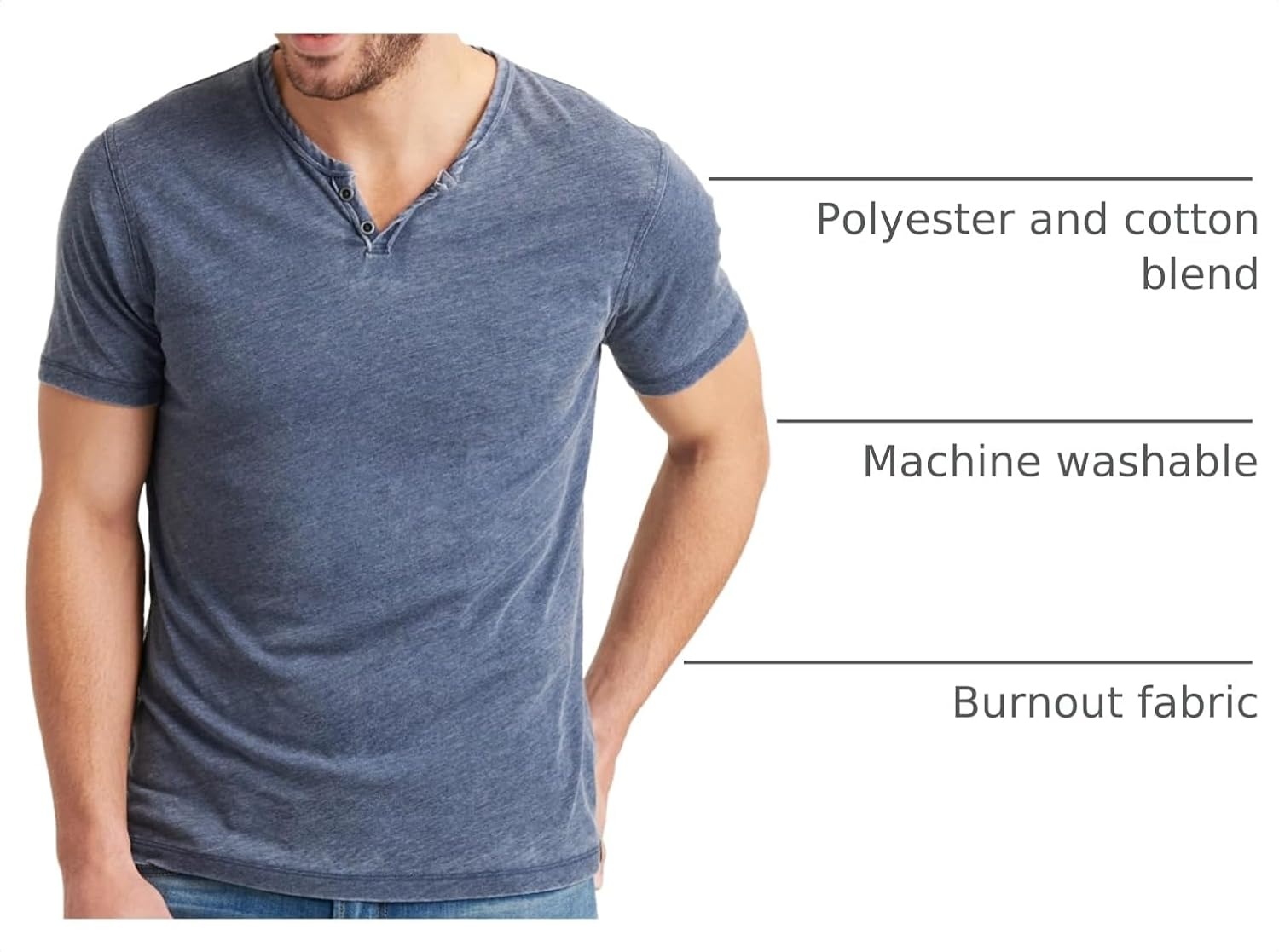 image:imageLucky Brand Mens Venice Burnout Notch Neck Tee ShirtAmerican Navy