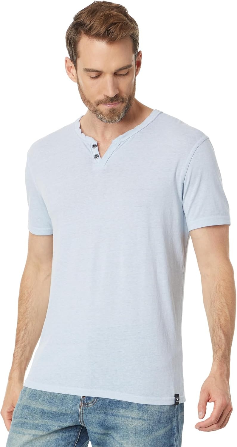 image:imageLucky Brand Mens Venice Burnout Notch Neck Tee ShirtBlue Fog