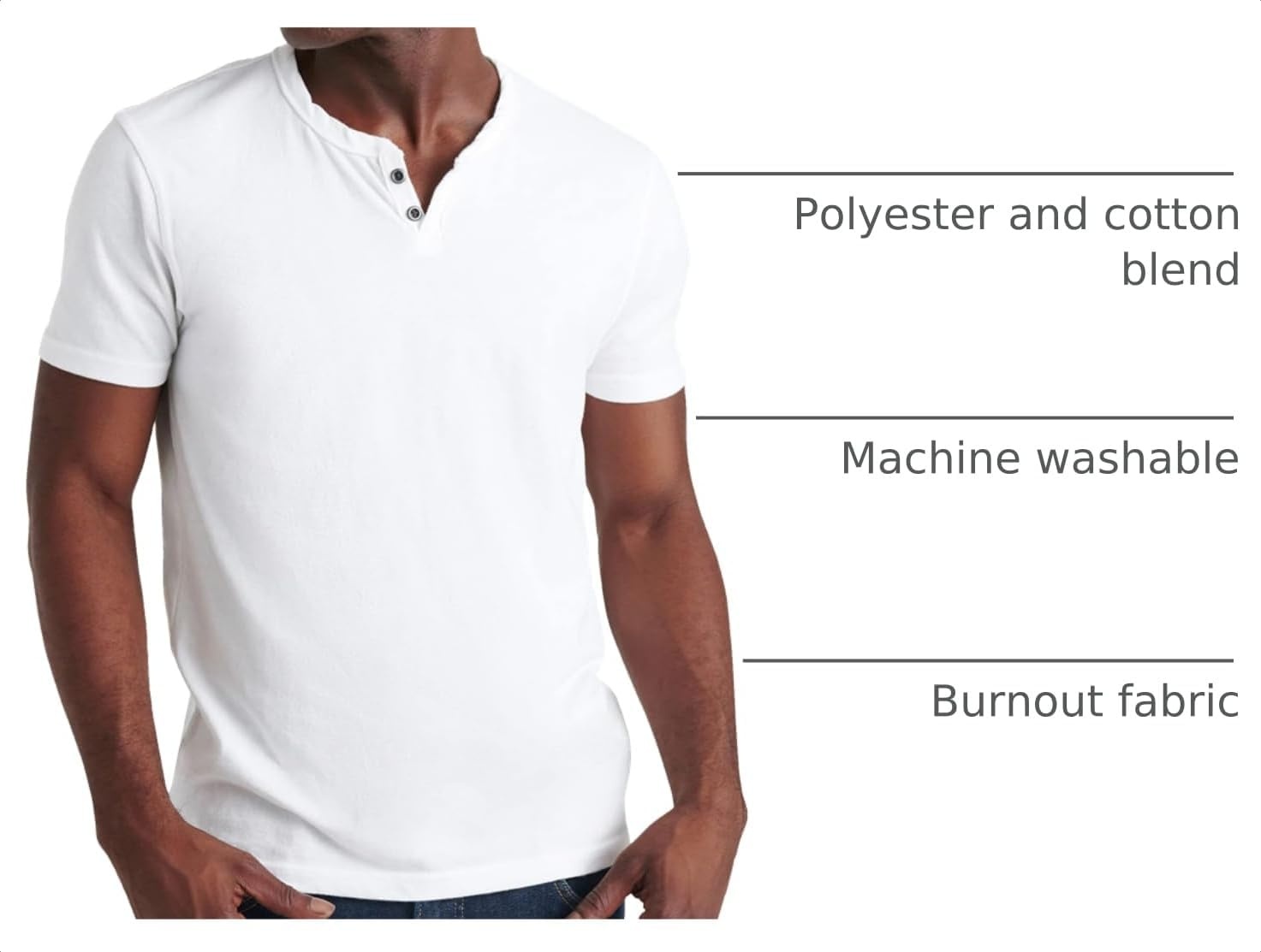 image:imageLucky Brand Mens Venice Burnout Notch Neck Tee ShirtBright White