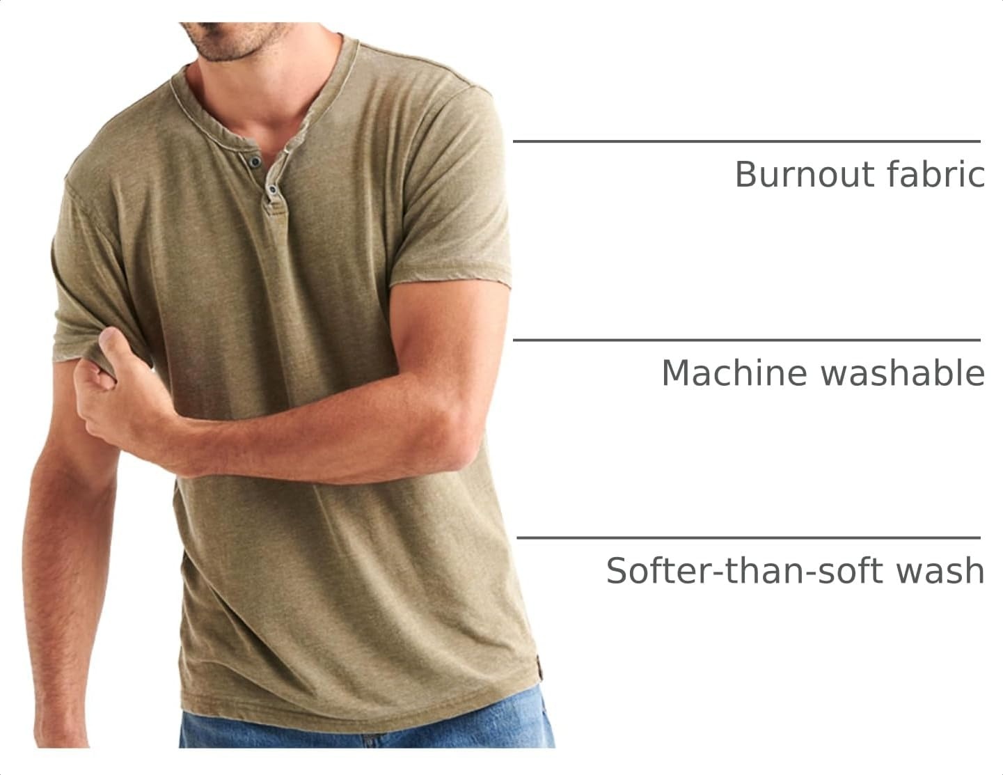 image:imageLucky Brand Mens Venice Burnout Notch Neck Tee ShirtDark Olive
