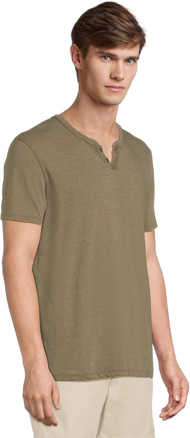 image:imageLucky Brand Mens Venice Burnout Notch Neck Tee ShirtDark Olive
