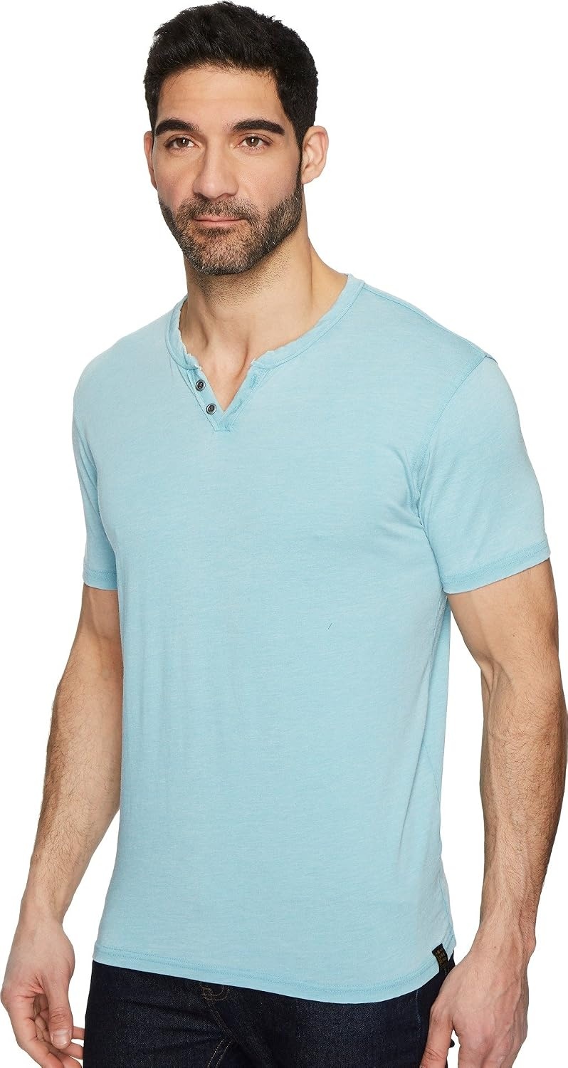 image:imageLucky Brand Mens Venice Burnout Notch Neck Tee ShirtDelphinium Blue