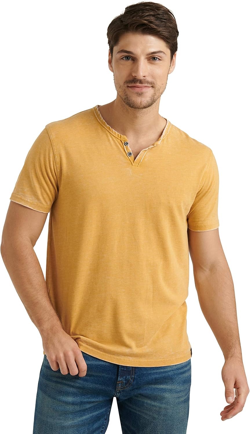 image:imageLucky Brand Mens Venice Burnout Notch Neck Tee ShirtDusty Gold